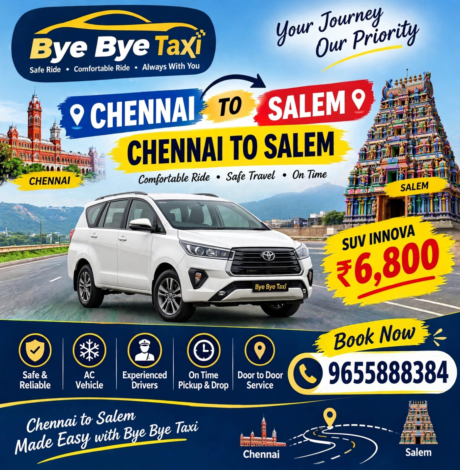 Chennai to Salem Drop Taxi