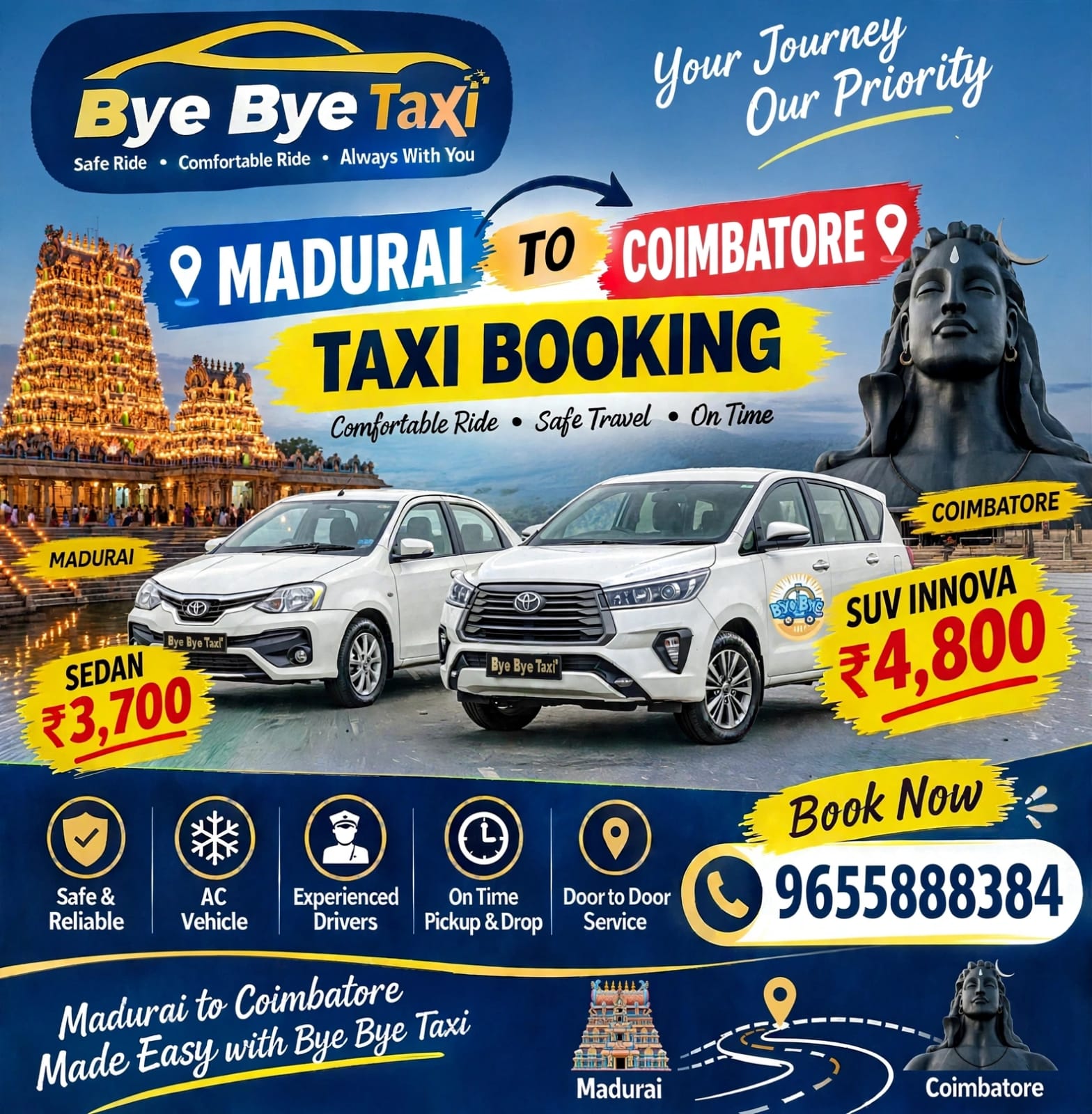 Coimbatore to Madurai Drop Taxi