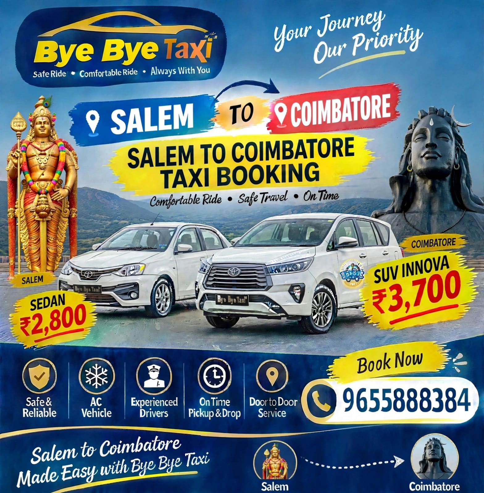 Salem to Coimbatore Drop Taxi