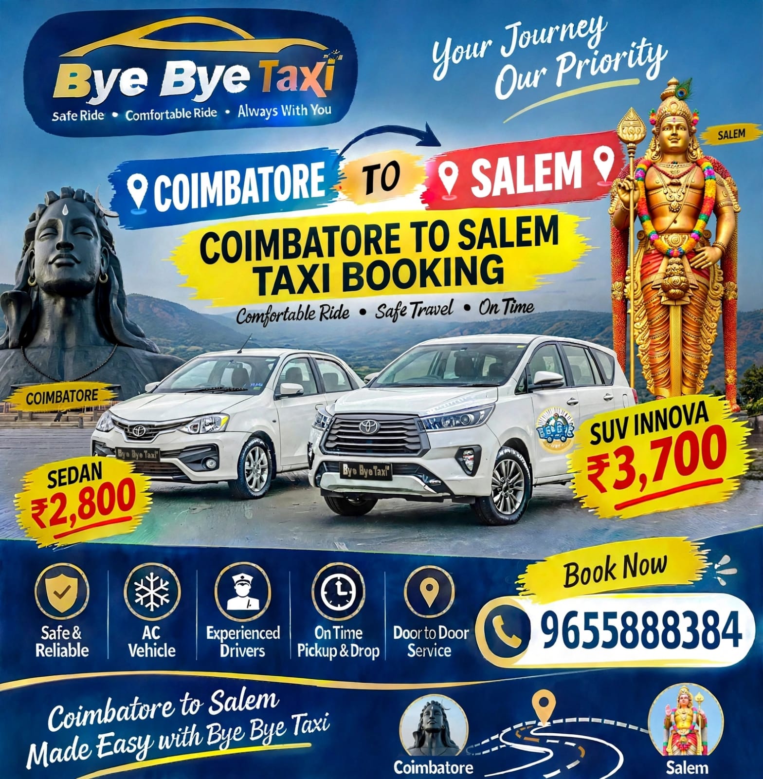 Coimbatore to Salem Drop Taxi
