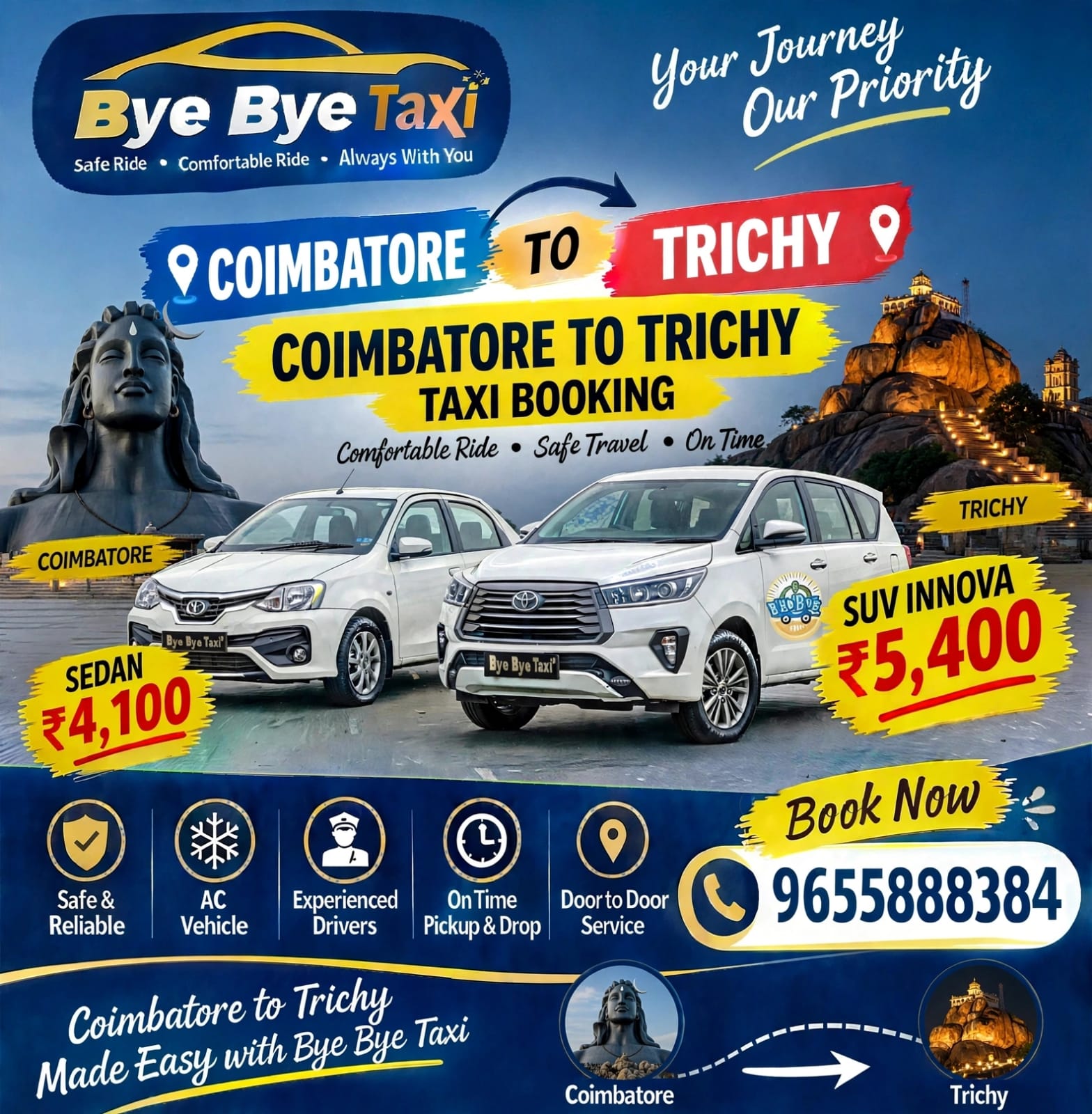 Coimbatore to Trichy Drop Taxi